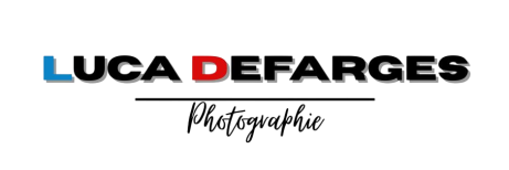 Logo "Luca Defarges Photographie, L en bleu D en rouge